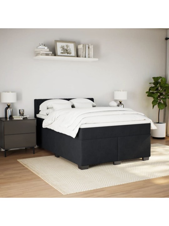 Box spring postel s matrací černá 140 x 190 cm samet