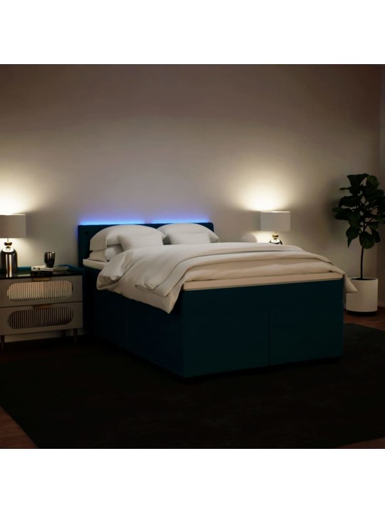Box spring postel s matrací modrá 140 x 190 cm samet