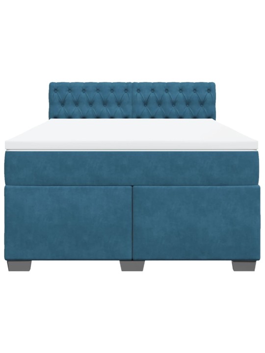 Box spring postel s matrací modrá 140 x 190 cm samet