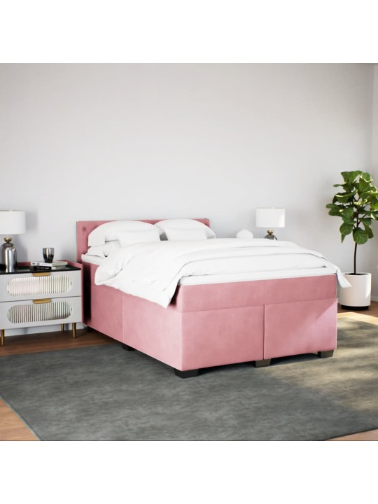 Box spring postel s matrací růžová 140x190 cm samet