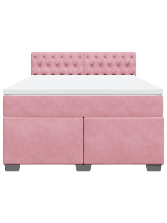 Box spring postel s matrací růžová 140x190 cm samet
