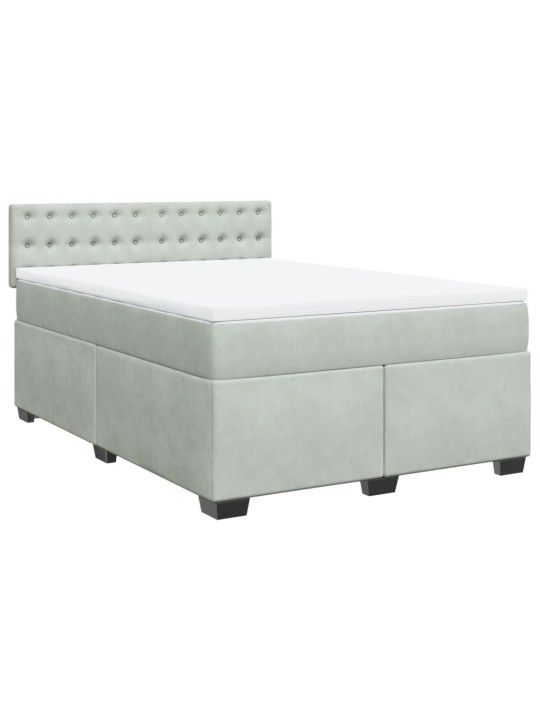 Box spring postel s matrací světle šedá 140x190 cm samet