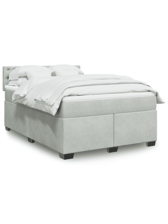 Box spring postel s matrací světle šedá 140x190 cm samet