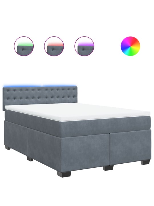 Box spring postel s matrací tmavě šedý 140 x 190 cm samet