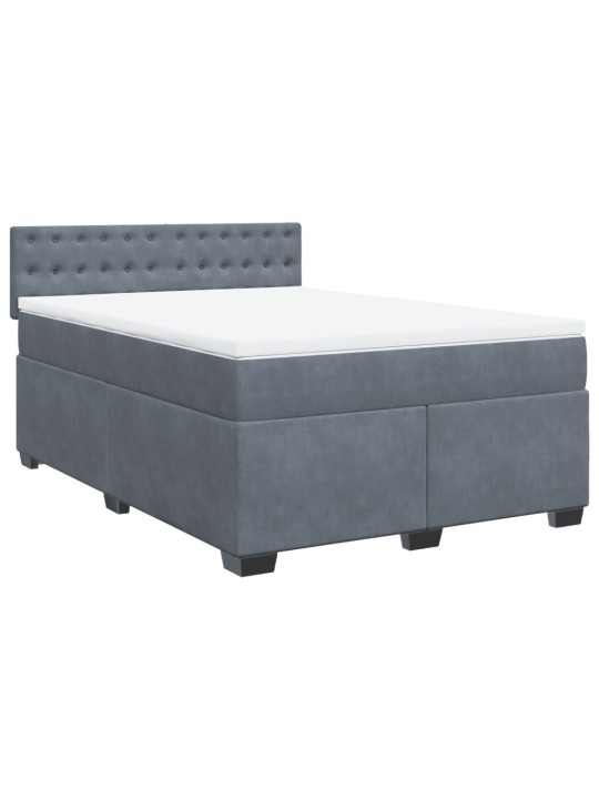 Box spring postel s matrací tmavě šedý 140 x 190 cm samet