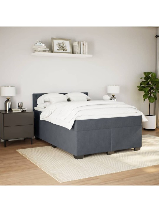Box spring postel s matrací tmavě šedý 140 x 190 cm samet