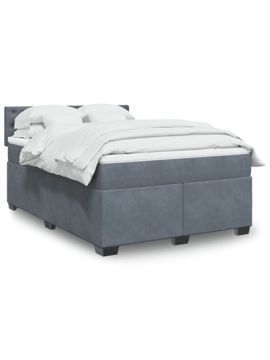 Box spring postel s matrací tmavě šedý 140 x 190 cm samet