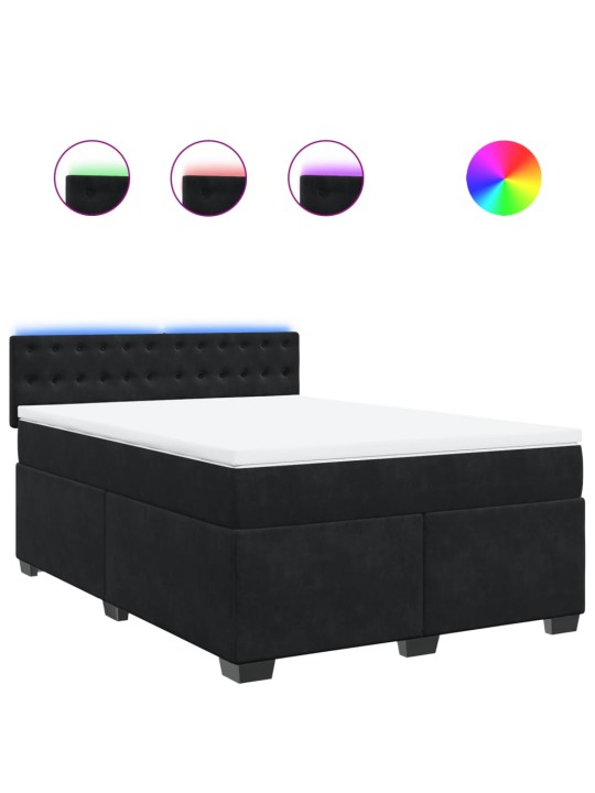 Box spring postel s matrací černá 140 x 190 cm samet