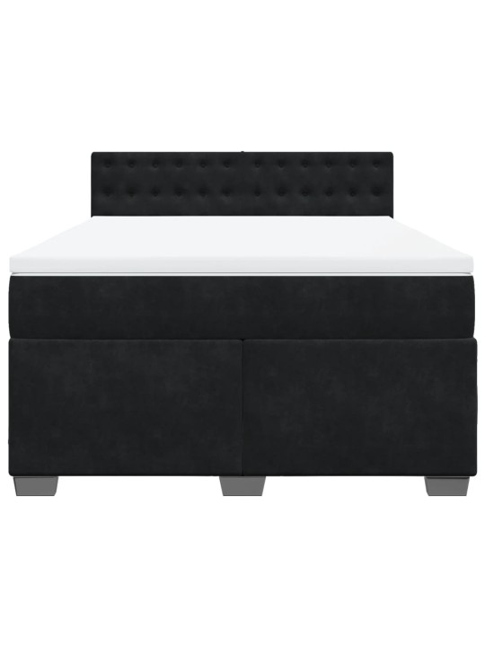 Box spring postel s matrací černá 140 x 190 cm samet