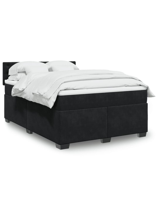 Box spring postel s matrací černá 140 x 190 cm samet