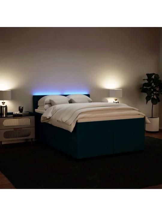 Box spring postel s matrací modrá 140 x 190 cm samet