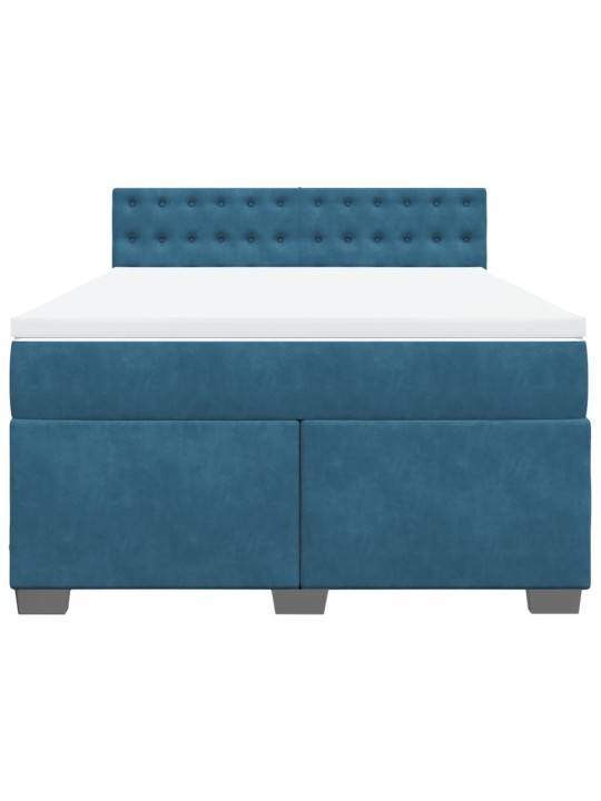 Box spring postel s matrací modrá 140 x 190 cm samet