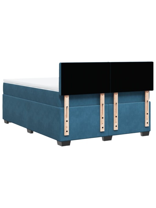 Box spring postel s matrací modrá 140 x 190 cm samet