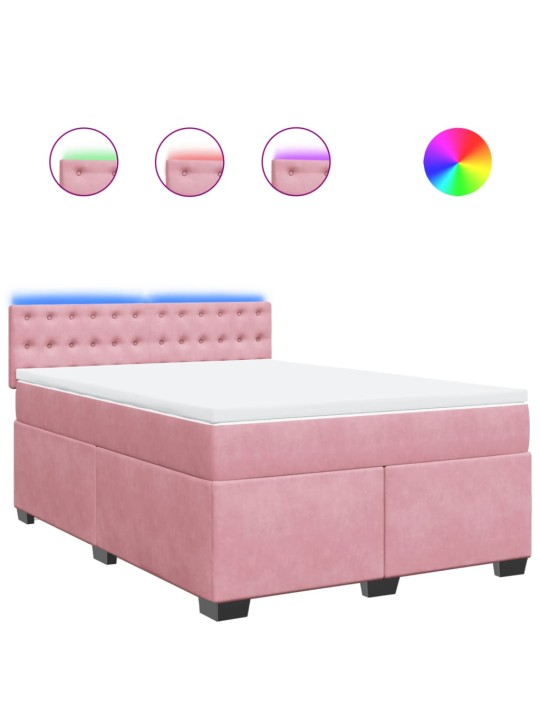 Box spring postel s matrací růžová 140x190 cm samet