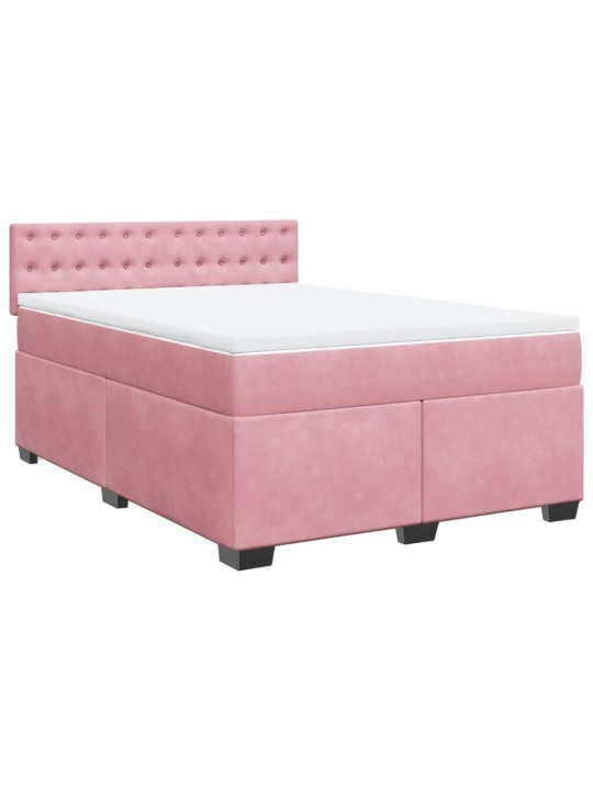 Box spring postel s matrací růžová 140x190 cm samet