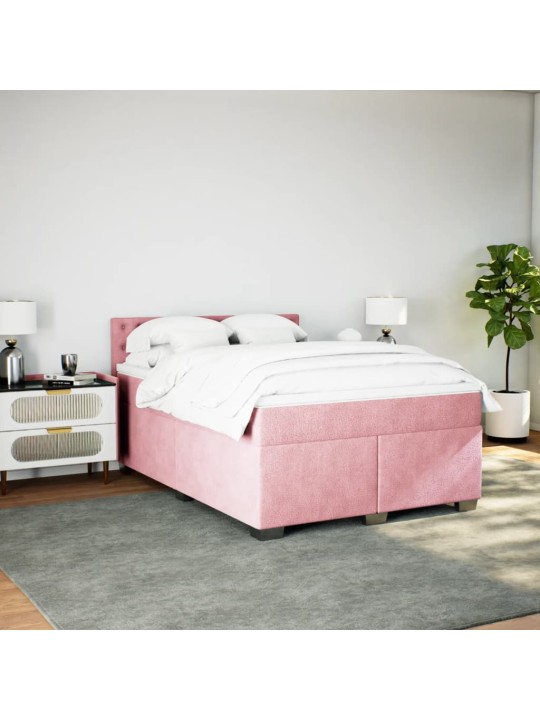 Box spring postel s matrací růžová 140x190 cm samet