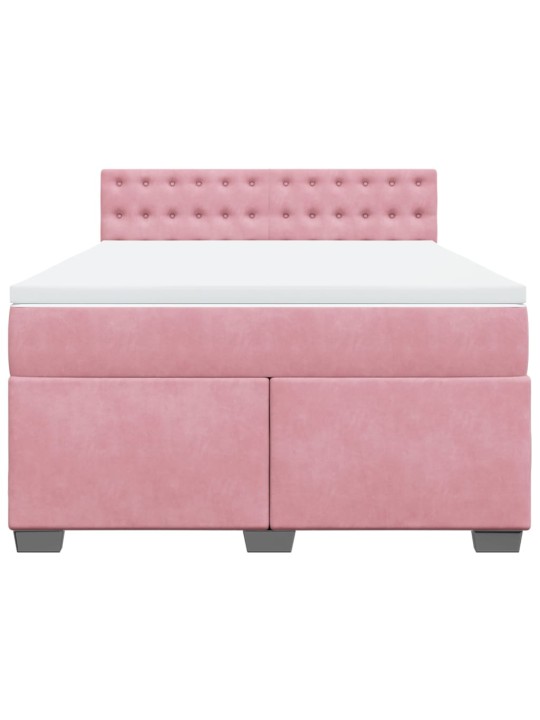 Box spring postel s matrací růžová 140x190 cm samet