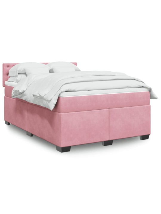 Box spring postel s matrací růžová 140x190 cm samet