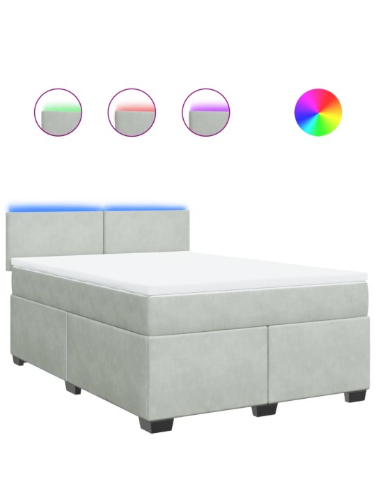 Box spring postel s matrací světle šedá 140x200 cm samet