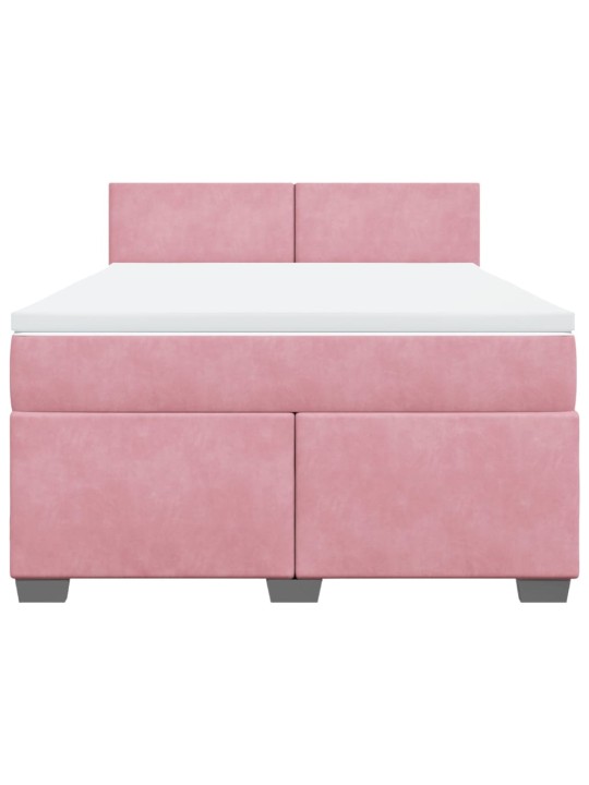 Box spring postel s matrací růžová 140x200 cm samet