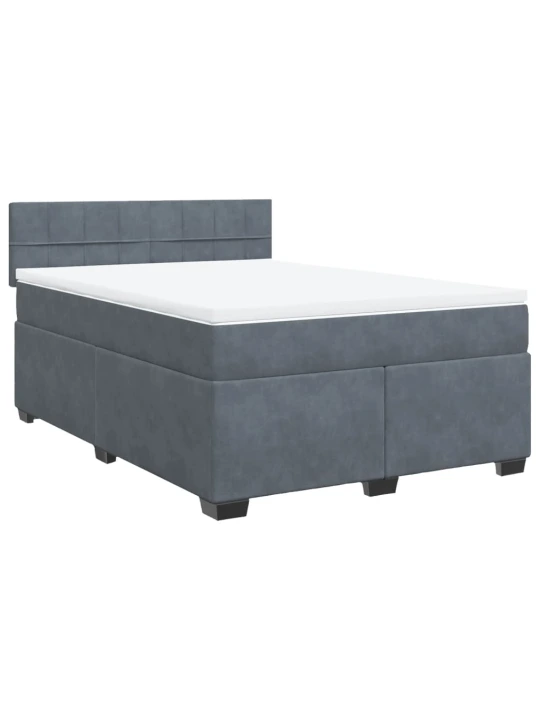 Box spring postel s matrací tmavě šedá 140x200 cm samet