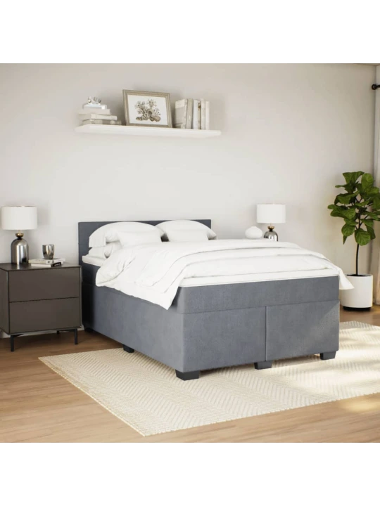 Box spring postel s matrací tmavě šedá 140x200 cm samet