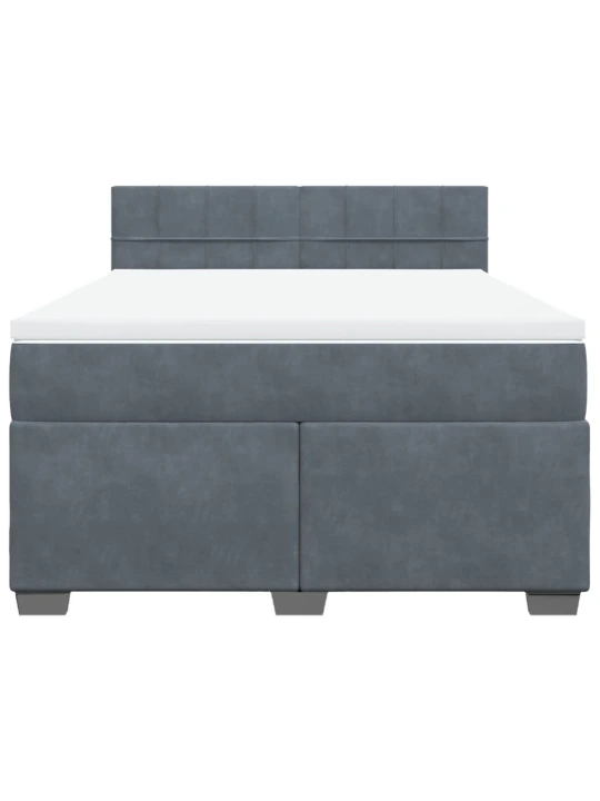 Box spring postel s matrací tmavě šedá 140x200 cm samet