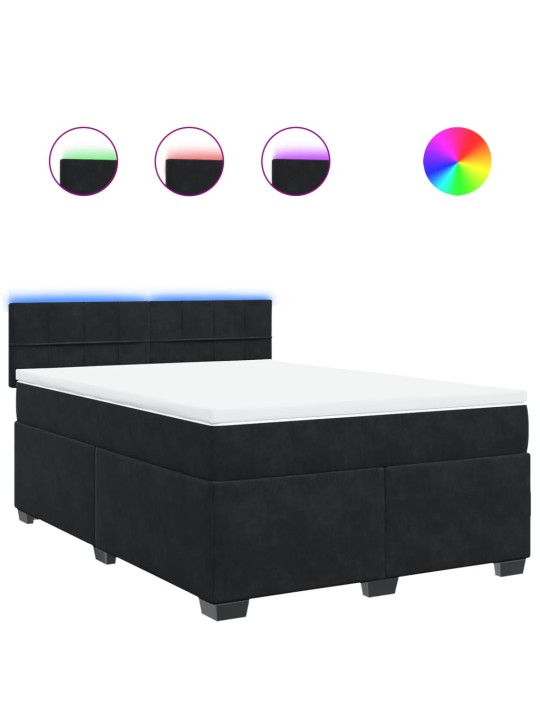 Box spring postel s matrací černá 140x200 cm samet