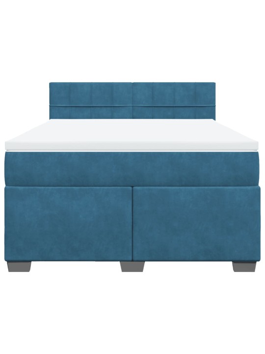 Box spring postel s matrací modrá 140 x 200 cm samet