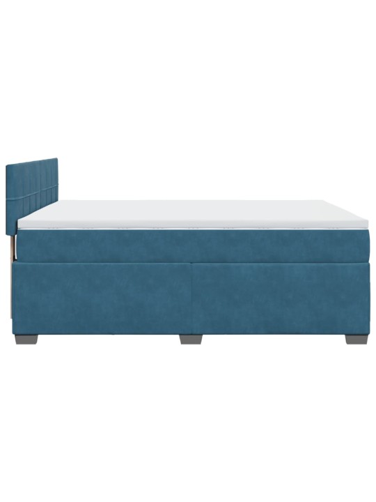 Box spring postel s matrací modrá 140 x 200 cm samet