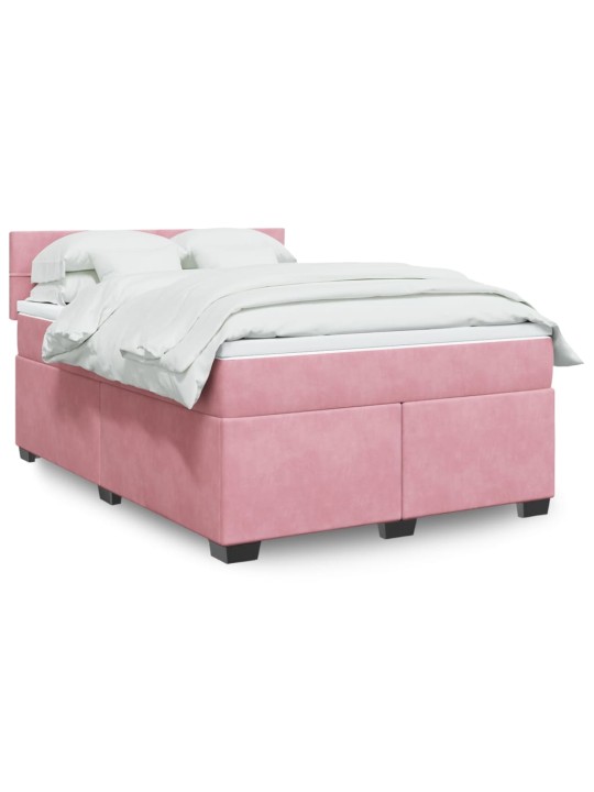 Box spring postel s matrací růžová 140x200 cm samet