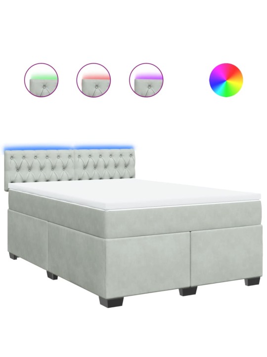 Box spring postel s matrací světle šedá 140x200 cm samet
