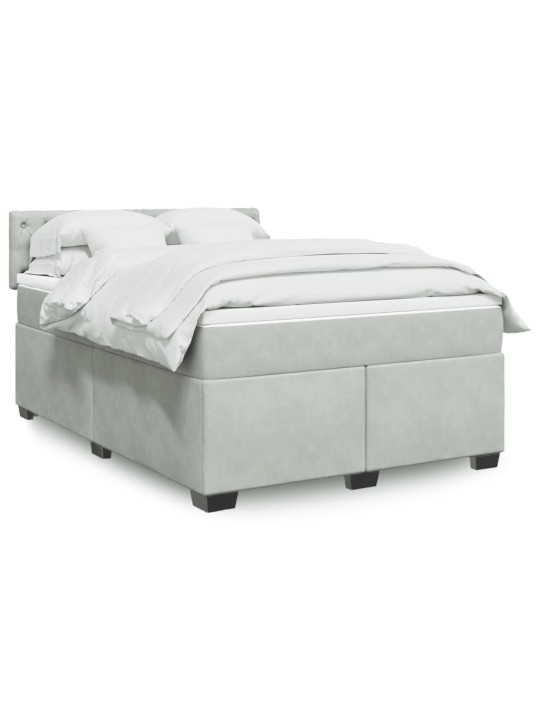 Box spring postel s matrací světle šedá 140x200 cm samet