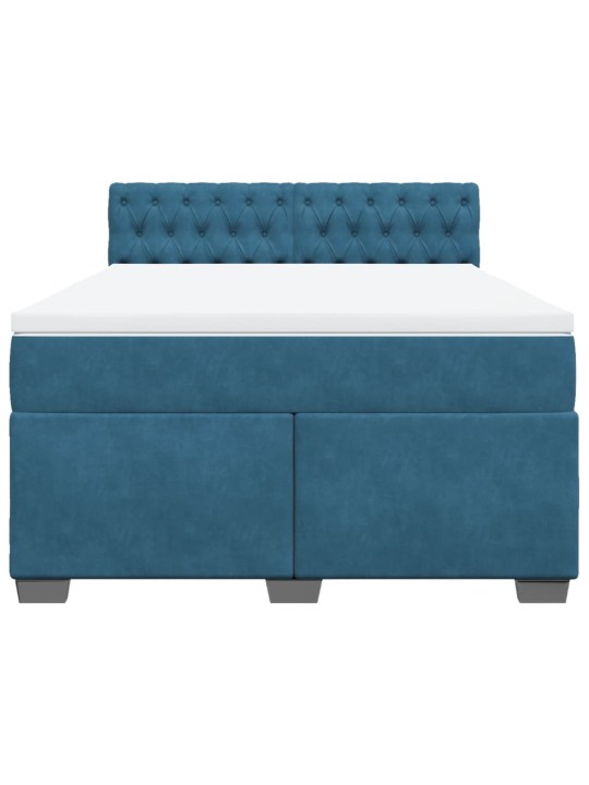 Box spring postel s matrací modrá 140 x 200 cm samet