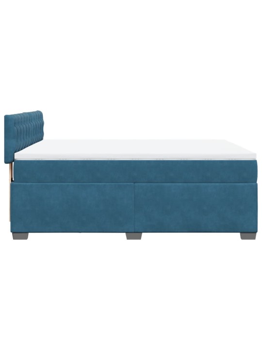 Box spring postel s matrací modrá 140 x 200 cm samet