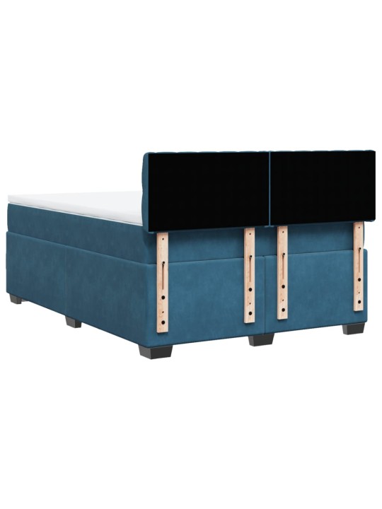 Box spring postel s matrací modrá 140 x 200 cm samet