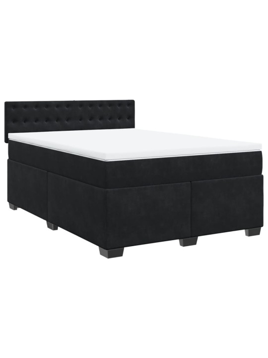 Box spring postel s matrací černá 140x200 cm samet