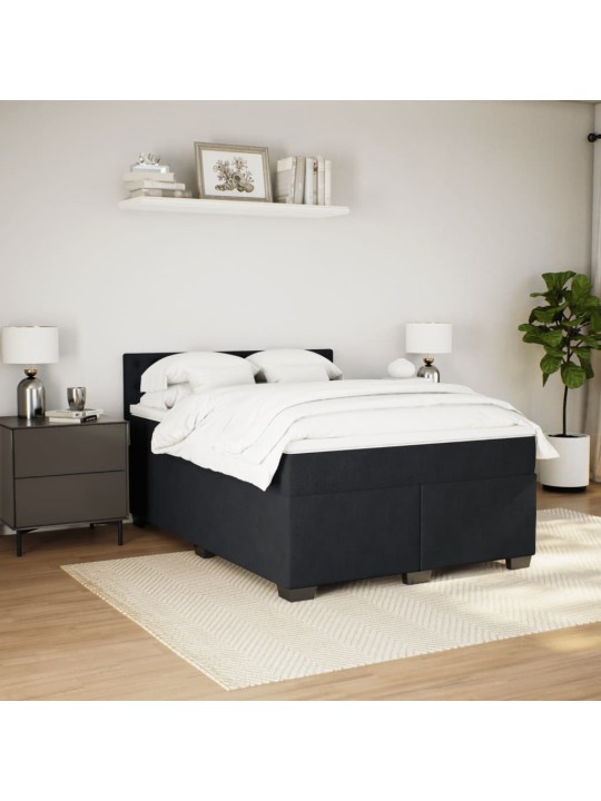 Box spring postel s matrací černá 140x200 cm samet