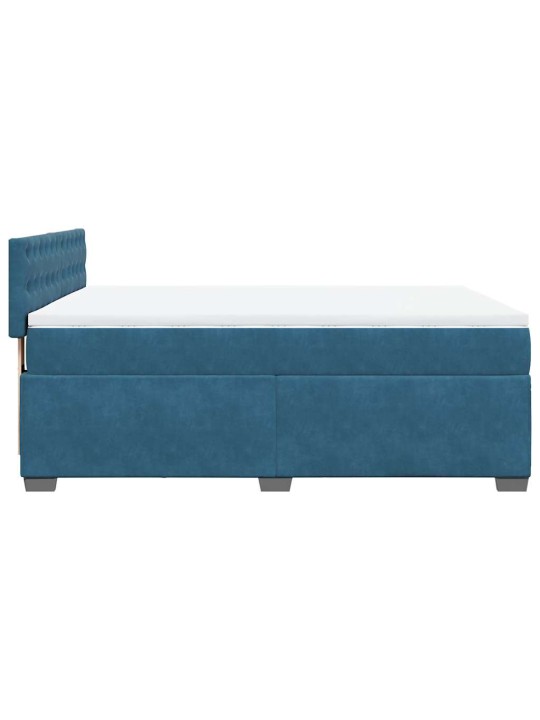 Box spring postel s matrací modrá 140 x 200 cm samet