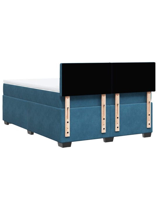 Box spring postel s matrací modrá 140 x 200 cm samet
