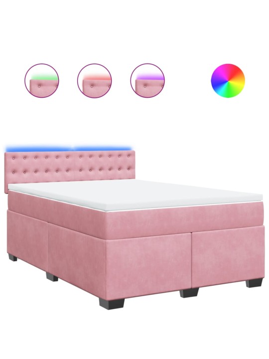 Box spring postel s matrací růžová 140x200 cm samet