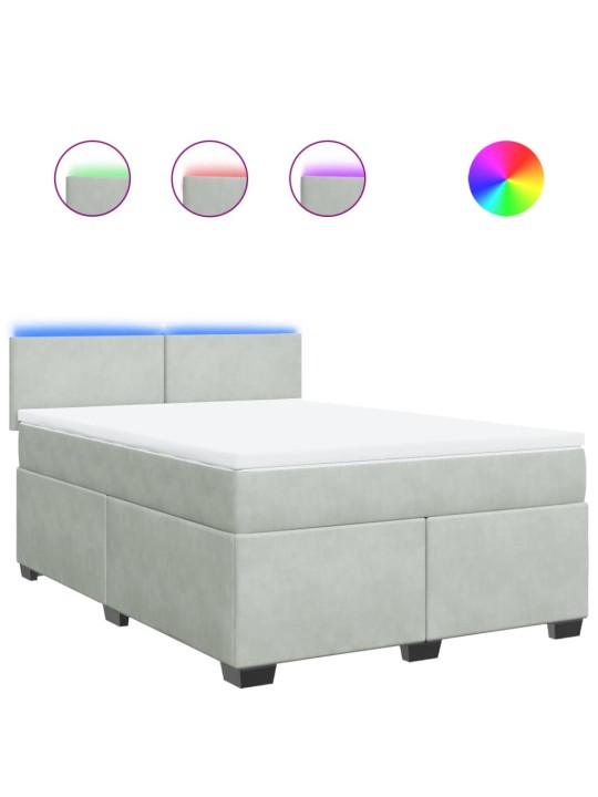 Box spring postel s matrací světle šedá 160x200 cm samet