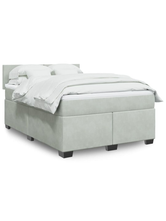 Box spring postel s matrací světle šedá 160x200 cm samet
