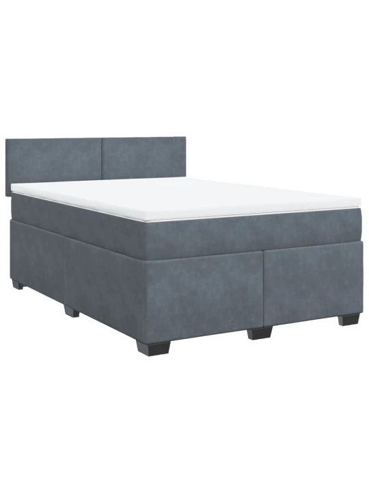 Box spring postel s matrací tmavě šedá 160x200 cm samet