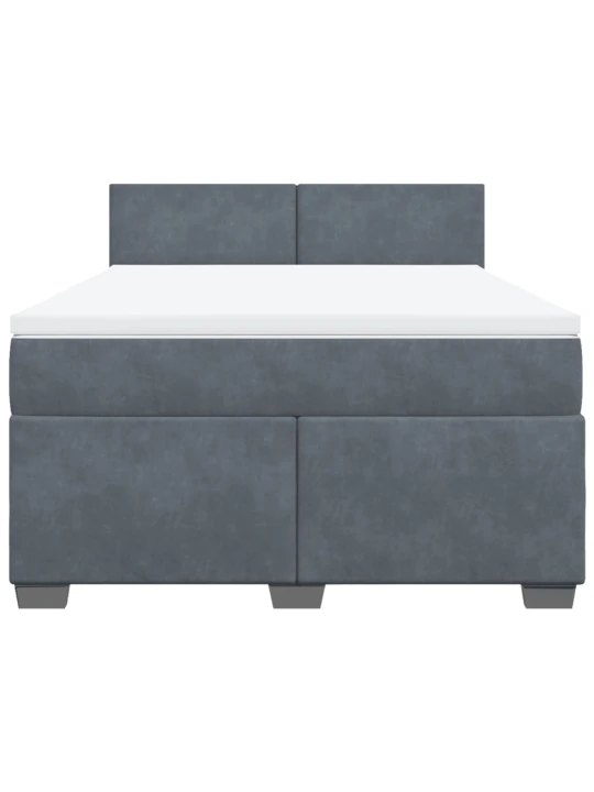 Box spring postel s matrací tmavě šedá 160x200 cm samet