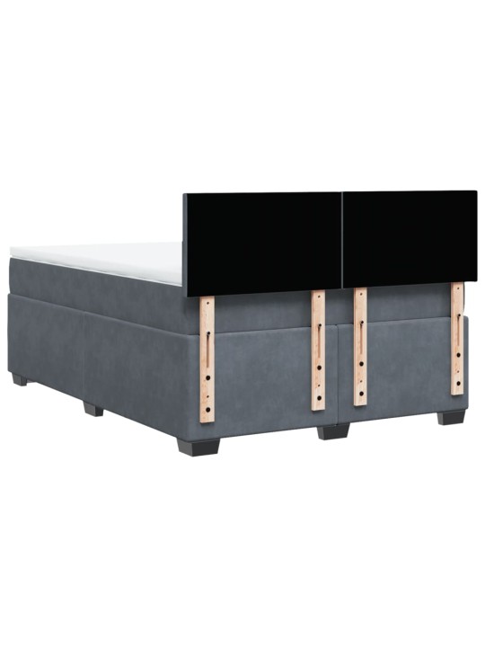 Box spring postel s matrací tmavě šedá 160x200 cm samet