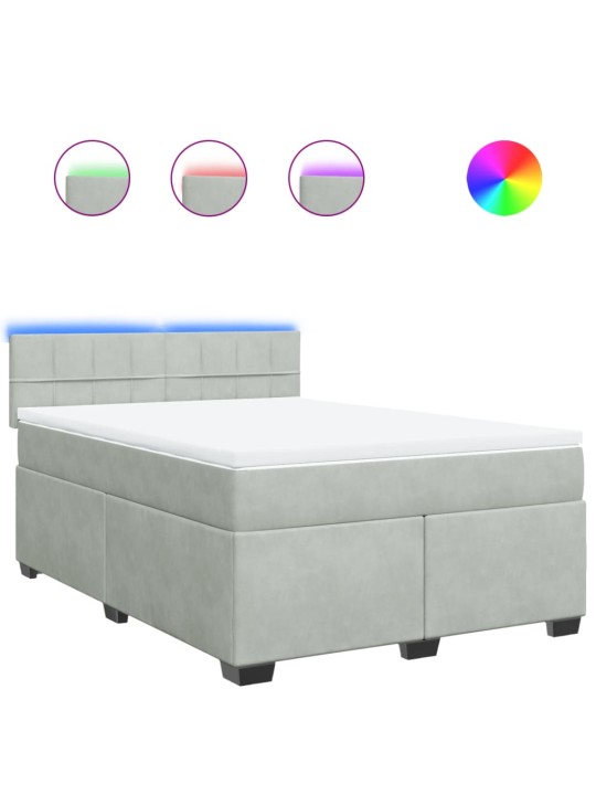 Box spring postel s matrací světle šedá 160x200 cm samet