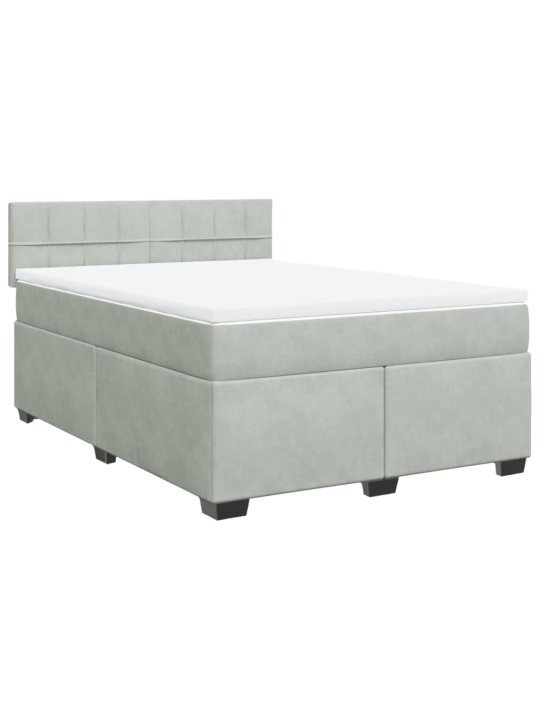 Box spring postel s matrací světle šedá 160x200 cm samet