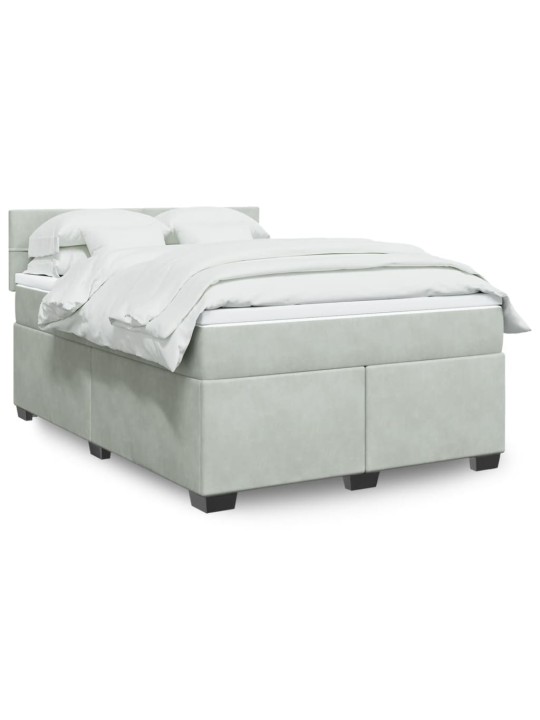 Box spring postel s matrací světle šedá 160x200 cm samet