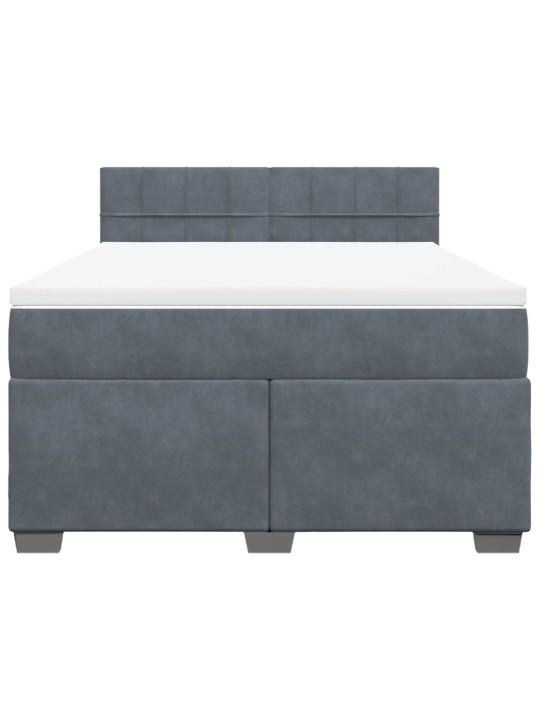 Box spring postel s matrací tmavě šedá 160x200 cm samet